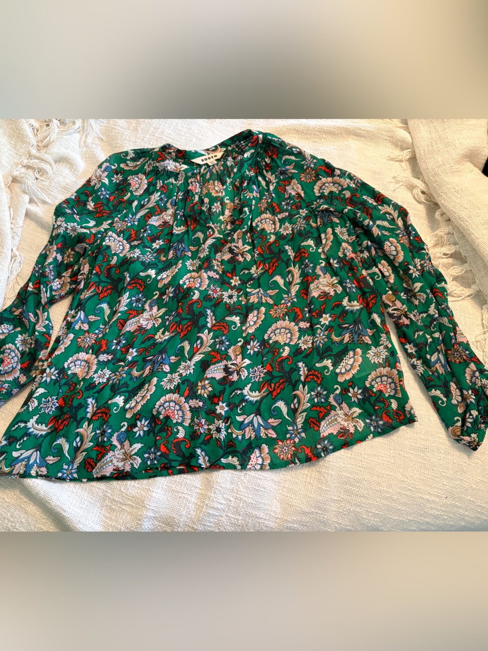Boden Women’s Green Floral Blouse US size 10